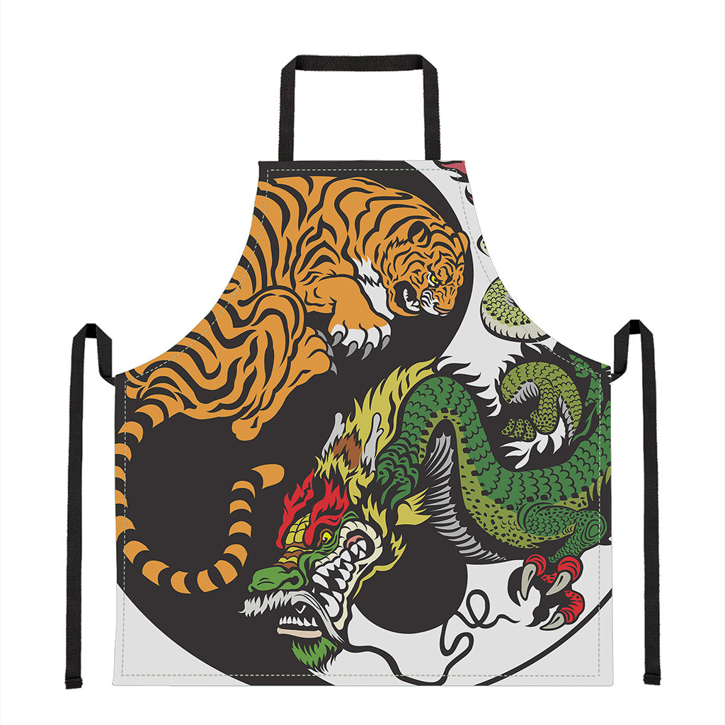 Tiger And Dragon Yin Yang Print Apron