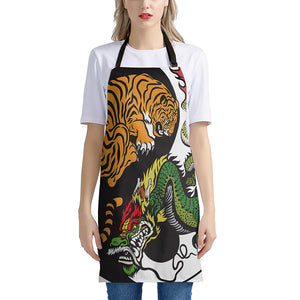 Tiger And Dragon Yin Yang Print Apron