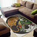 Tiger And Dragon Yin Yang Print Floor Mat