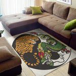 Tiger And Dragon Yin Yang Print Area Rug
