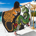 Tiger And Dragon Yin Yang Print Beach Sarong Wrap