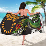 Tiger And Dragon Yin Yang Print Beach Sarong Wrap