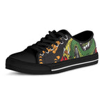 Tiger And Dragon Yin Yang Print Black Low Top Shoes 
