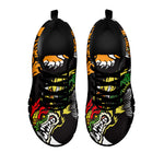 Tiger And Dragon Yin Yang Print Black Sneakers