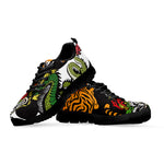 Tiger And Dragon Yin Yang Print Black Sneakers