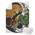 Tiger And Dragon Yin Yang Print Blanket