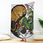 Tiger And Dragon Yin Yang Print Blanket