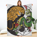 Tiger And Dragon Yin Yang Print Blanket