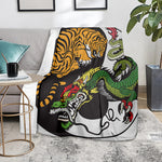 Tiger And Dragon Yin Yang Print Blanket