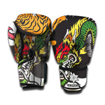 Tiger And Dragon Yin Yang Print Boxing Gloves