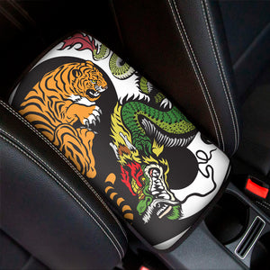 Tiger And Dragon Yin Yang Print Car Center Console Cover