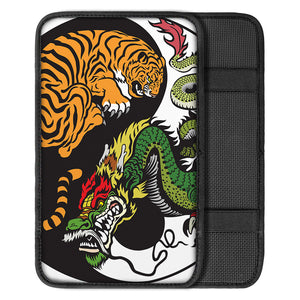 Tiger And Dragon Yin Yang Print Car Center Console Cover