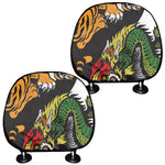 Tiger And Dragon Yin Yang Print Car Headrest Covers