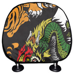 Tiger And Dragon Yin Yang Print Car Headrest Covers