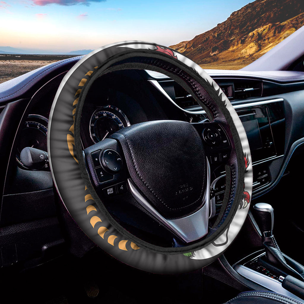 Tiger And Dragon Yin Yang Print Car Steering Wheel Cover