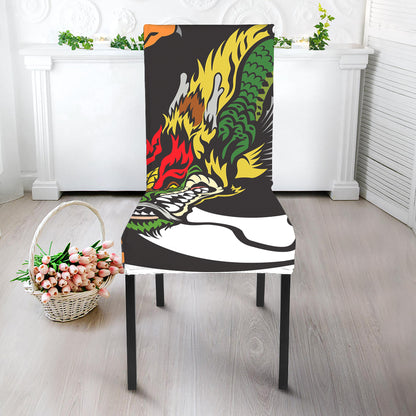 Tiger And Dragon Yin Yang Print Dining Chair Slipcover