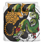 Tiger And Dragon Yin Yang Print Duvet Cover Bedding Set