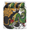 Tiger And Dragon Yin Yang Print Duvet Cover Bedding Set