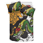 Tiger And Dragon Yin Yang Print Duvet Cover Bedding Set