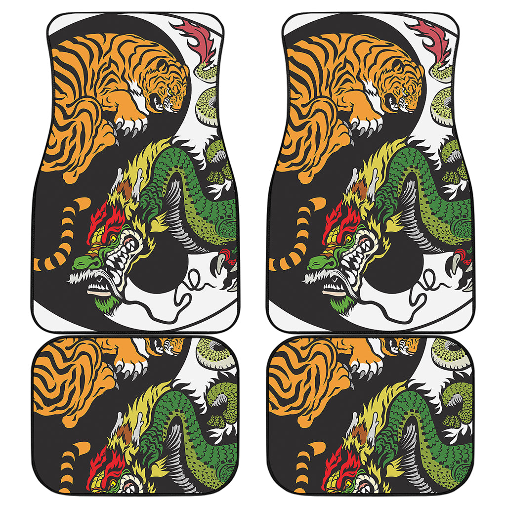 Tiger And Dragon Yin Yang Print Front and Back Car Floor Mats