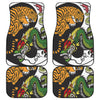 Tiger And Dragon Yin Yang Print Front and Back Car Floor Mats