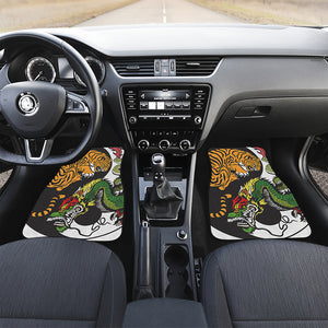 Tiger And Dragon Yin Yang Print Front and Back Car Floor Mats