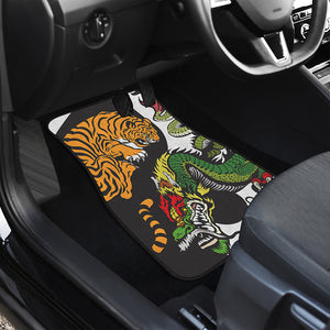 Tiger And Dragon Yin Yang Print Front and Back Car Floor Mats
