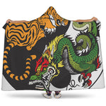 Tiger And Dragon Yin Yang Print Hooded Blanket