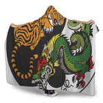 Tiger And Dragon Yin Yang Print Hooded Blanket