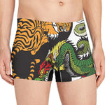 Tiger And Dragon Yin Yang Print Men's Boxer Briefs