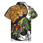 Tiger And Dragon Yin Yang Print Men's Short Sleeve Shirt
