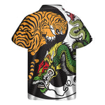 Tiger And Dragon Yin Yang Print Men's Short Sleeve Shirt