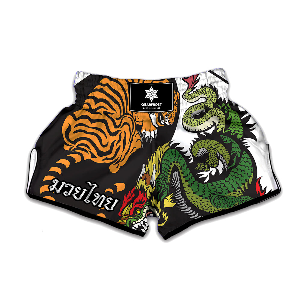 Tiger And Dragon Yin Yang Print Muay Thai Boxing Shorts