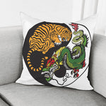 Tiger And Dragon Yin Yang Print Pillow Cover