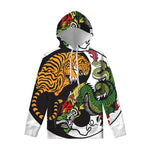 Tiger And Dragon Yin Yang Print Pullover Hoodie