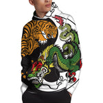 Tiger And Dragon Yin Yang Print Pullover Hoodie