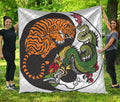 Tiger And Dragon Yin Yang Print Quilt