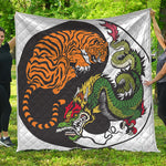 Tiger And Dragon Yin Yang Print Quilt
