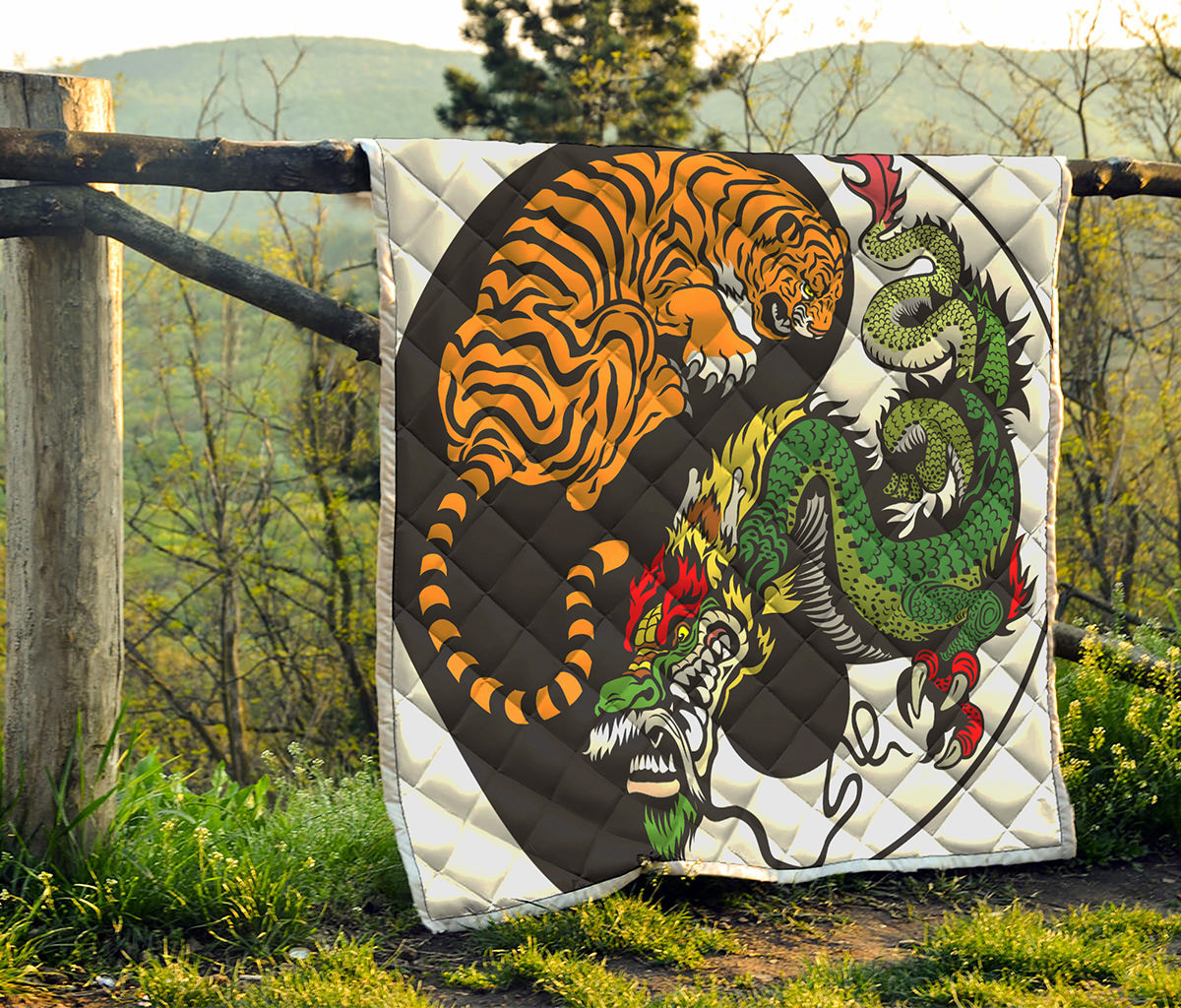 Tiger And Dragon Yin Yang Print Quilt