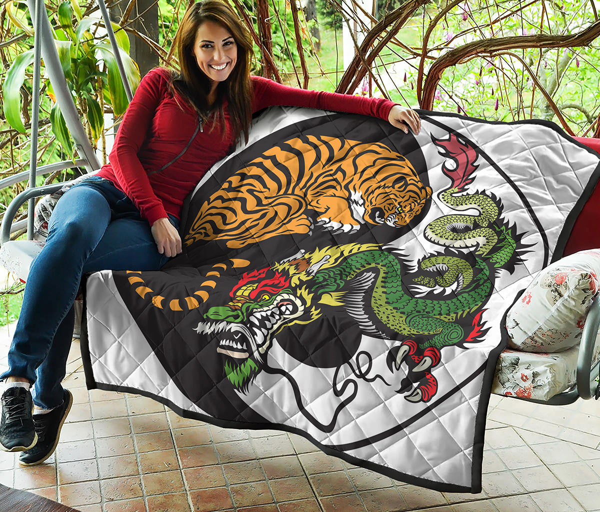 Tiger And Dragon Yin Yang Print Quilt