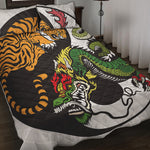 Tiger And Dragon Yin Yang Print Quilt Bed Set