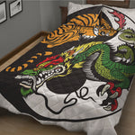 Tiger And Dragon Yin Yang Print Quilt Bed Set