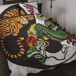 Tiger And Dragon Yin Yang Print Quilt Bed Set