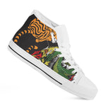 Tiger And Dragon Yin Yang Print White High Top Shoes