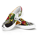 Tiger And Dragon Yin Yang Print White Slip On Sneakers