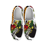 Tiger And Dragon Yin Yang Print White Slip On Shoes