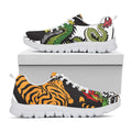Tiger And Dragon Yin Yang Print White Running Shoes