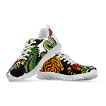 Tiger And Dragon Yin Yang Print White Sneakers