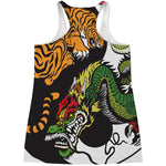 Tiger And Dragon Yin Yang Print Women's Racerback Tank Top