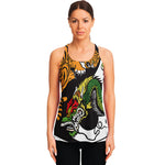 Tiger And Dragon Yin Yang Print Women's Racerback Tank Top